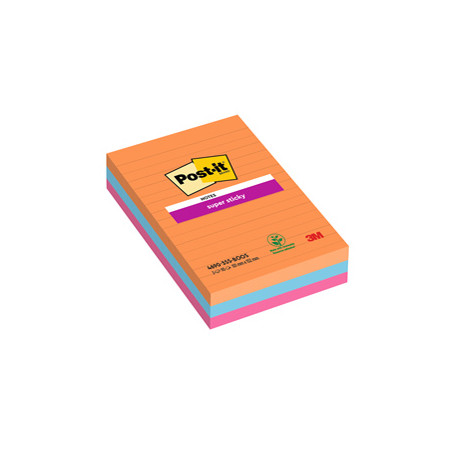 Cf. 3pz BLOC. 90fg. Post-it® Super Sticky RIGHE 101x152mm 4690-3SS-BOOS Boost