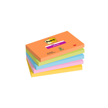 Cf. 5pz BLOC. 90fg. Post-it® Super Sticky 76x127mm 655-5SS- BOOS Boost