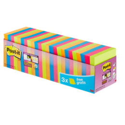 VALUE PACK 21+3 BLOC. 90fg Post-it® Super Sticky colori assortiti 76x76mm