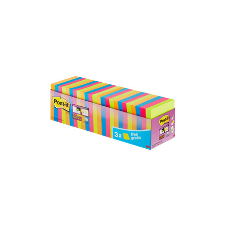 VALUE PACK 21+3 BLOC. 90fg Post-it® Super Sticky colori assortiti 76x76mm