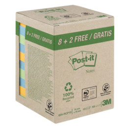 ValuePack 10 blocchi 100fg Post-it® carta ricic.colori pastel 76X76mm 654-RCP10