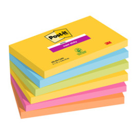 Cf. 6pz BLOC. 90fg. Post-it® Super Sticky 76x127mm 655-6SS- CARN Carnival