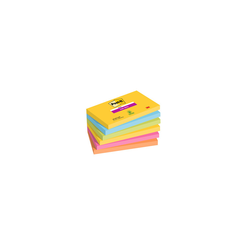 Cf. 6pz BLOC. 90fg. Post-it® Super Sticky 76x127mm 655-6SS- CARN Carnival