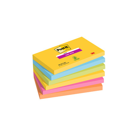 Cf. 6pz BLOC. 90fg. Post-it® Super Sticky 76x127mm 655-6SS- CARN Carnival