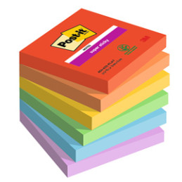 Cf. 6pz BLOC. 90foglietti Post-it® Super Sticky 76x76mm 654-6SS-PLAY Playful