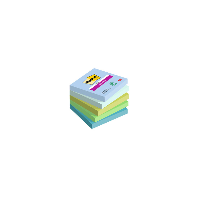 Cf. 5pz BLOC. 90fg. Post-it® Super Sticky 76x76mm 654-5SS-OAS Oasis