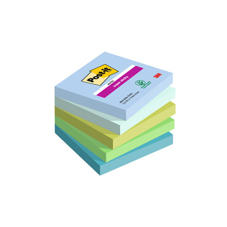 Cf. 5pz BLOC. 90fg. Post-it® Super Sticky 76x76mm 654-5SS-OAS Oasis