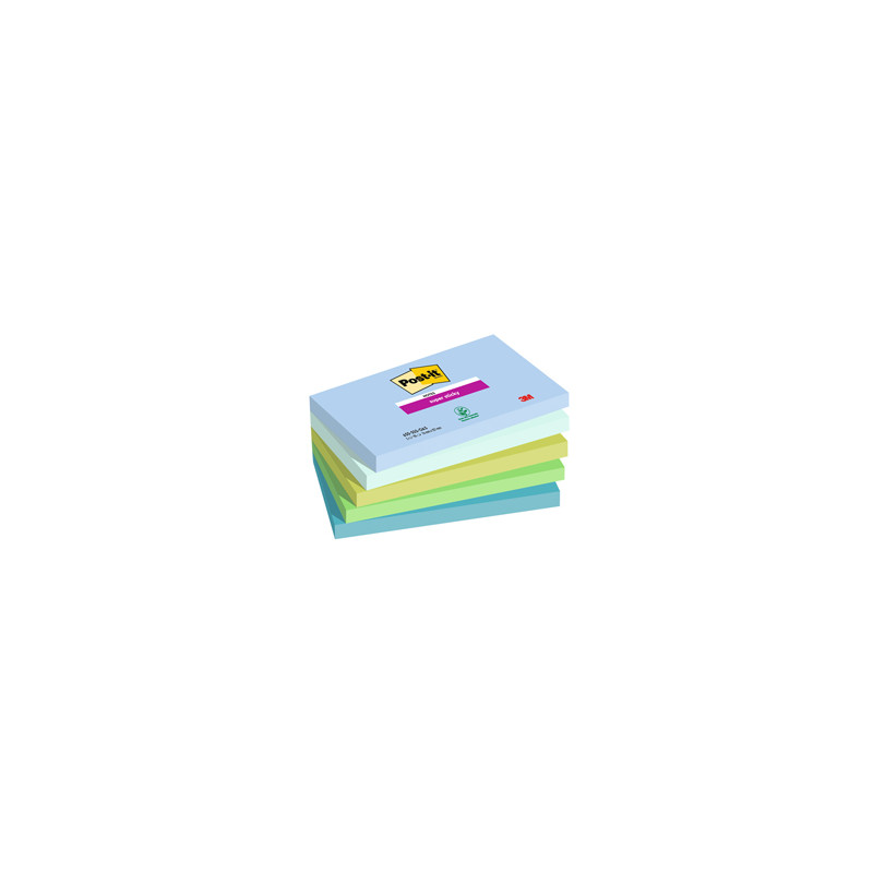 Cf. 5pz BLOC. 90fg. Post-it® Super Sticky 76x127mm 655-5SS- OAS Oasis