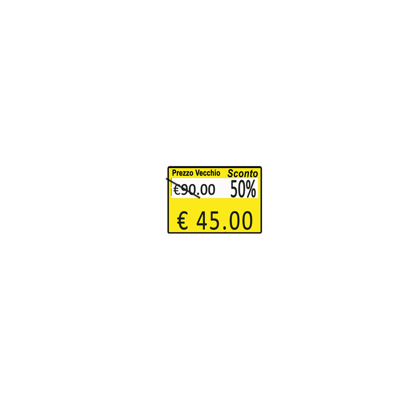 PACK 10 ROTOLI 600 ETICH. 26x19mm "Taglio prezzo..." GIALLO REMOV. Printex