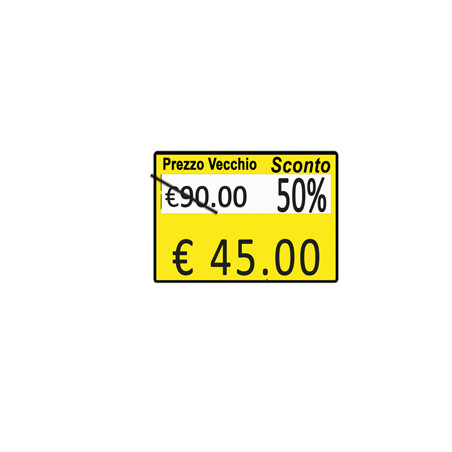 PACK 10 ROTOLI 600 ETICH. 26x19mm "Taglio prezzo..." GIALLO REMOV. Printex