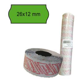 PACK 10 ROTOLI 1000 ETICH. 26x12mm ONDA VERDE PERM. Printex