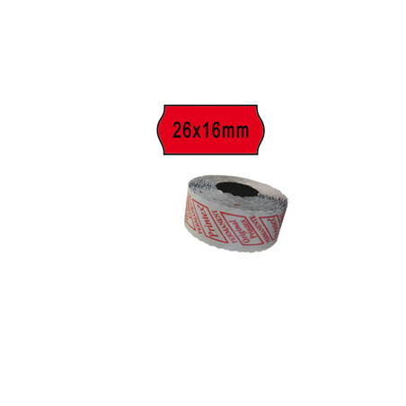 PACK 10 ROTOLI 1000 ETICH. 26x16mm ONDA ROSSO PERM. Printex