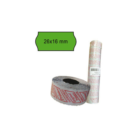 PACK 10 ROTOLI 1000 ETICH. 26x16mm ONDA VERDE PERM. Printex