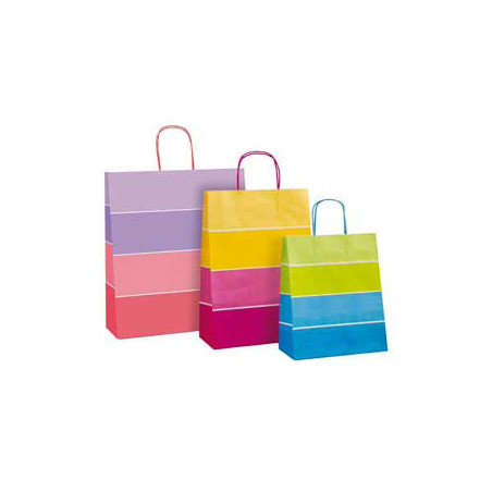 Shopper olor c/manici in carta ritorta 36x12x41cm colori ass.ti Rex Sadoch