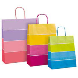 Shopper olor c/manici in carta ritorta 26X12X36cm colori ass.ti Rex Sadoch