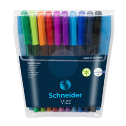Astuccio 10 penne a sfera Vizz c/cappuccio punta M colori assortiti Schneider