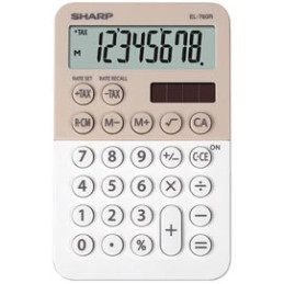 Calcolatrice tascabile EL 760R, 8 cifre, 2 colori design, beige - bianco