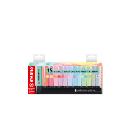 Deskset Pastel 15 evidenziatori Stabilo Boss colori ass. 7015-02