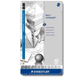 Astuccio metallo 12 matita grafite Mars® Lumograph® 12gradazioni Staedtler