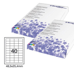 etich  adesiv. bianca 100fg A4 48,5x25,4mm (40et/fg) STARLINE
