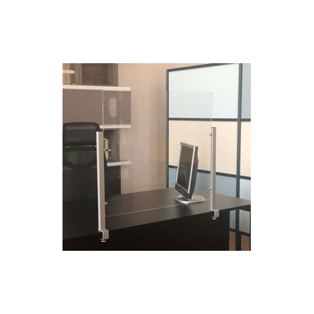 Schermo protettivo da scrivania Slim H70xL80cm con morsetto alluminio silver