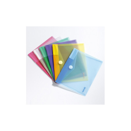 SET 6 BUSTE PP CON VELCRO 25x13,5CM COLORI ASSORTITI