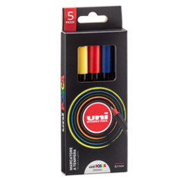 Astuccio 5 marcatore UNI-POSCA Pen PC1M p. extra fine 0.7mm col.ass. metal UNI