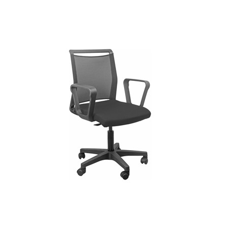 Sedia home/office Smart Light schienale in rete nero seduta nera c/braccioli