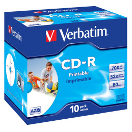 10 CD-R DATALIFEPLUS JEWEL CASE 1X-52X 700MB STAMPABILE INKJET