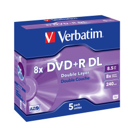 5 DVD+R DUAL LAYER 8X 8.5GB 240MIN. SERIGRAFATO JEWEL CASE