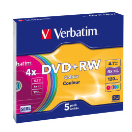 5 DVD+RW SLIM 4X 4.7GB 120MIN. COLORE