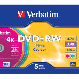 5 DVD+RW SLIM 4X 4.7GB 120MIN. COLORE