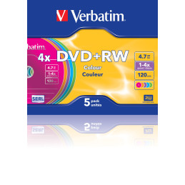 5 DVD+RW SLIM 4X 4.7GB 120MIN. COLORE