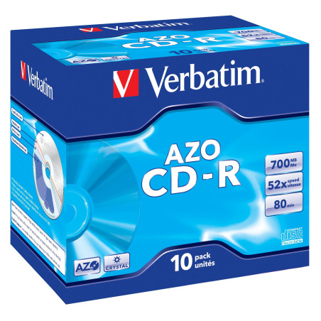 10 CD-R DATALIFEPLUS JEWEL CASE 1X-52X 700MB SERIGRAFATA CRYSTAL