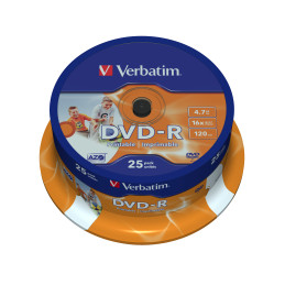 25 DVD-R SPINDLE 16X 4.7GB 120MIN. STAMPABILE WIDE PHOTO INKJET