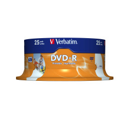 25 DVD-R SPINDLE 16X 4.7GB 120MIN. STAMPABILE WIDE PHOTO INKJET