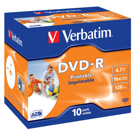 10 DVD-R J.CASE 16X 4.7GB 120MIN. WIDE PHOTO STAMP INK-JET