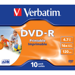 10 DVD-R J.CASE 16X 4.7GB 120MIN. WIDE PHOTO STAMP INK-JET