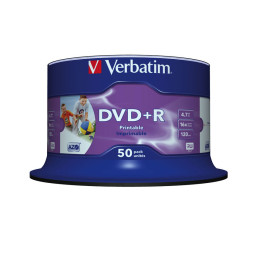 50 DVD+R 4.7GB   120' STAMPABILE WIDE PRINT NO ID NR. SPINDLE
