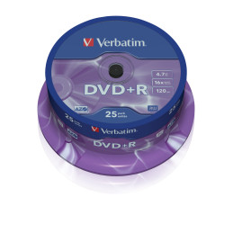 25 DVD+R SPINDLE 16X 4.7GB 120MIN. SERIGRAFATO