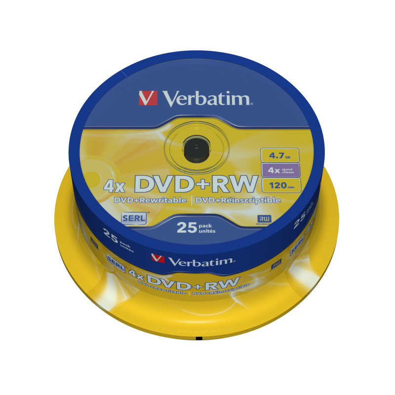 25 DVD+RW SPINDLE 4X 4.7GB 120MIN. SERIGRAFATO