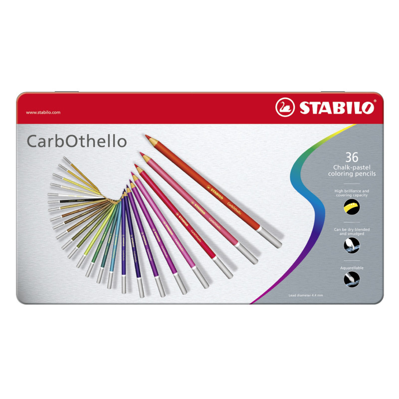 Astuccio metallo 36 CarbOthello colori assortiti Stabilo