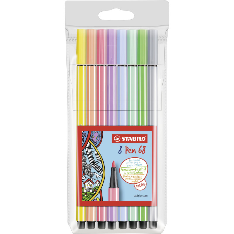 Astuccio 8 pennarelli Stabilo Pen 68 colori pastelli