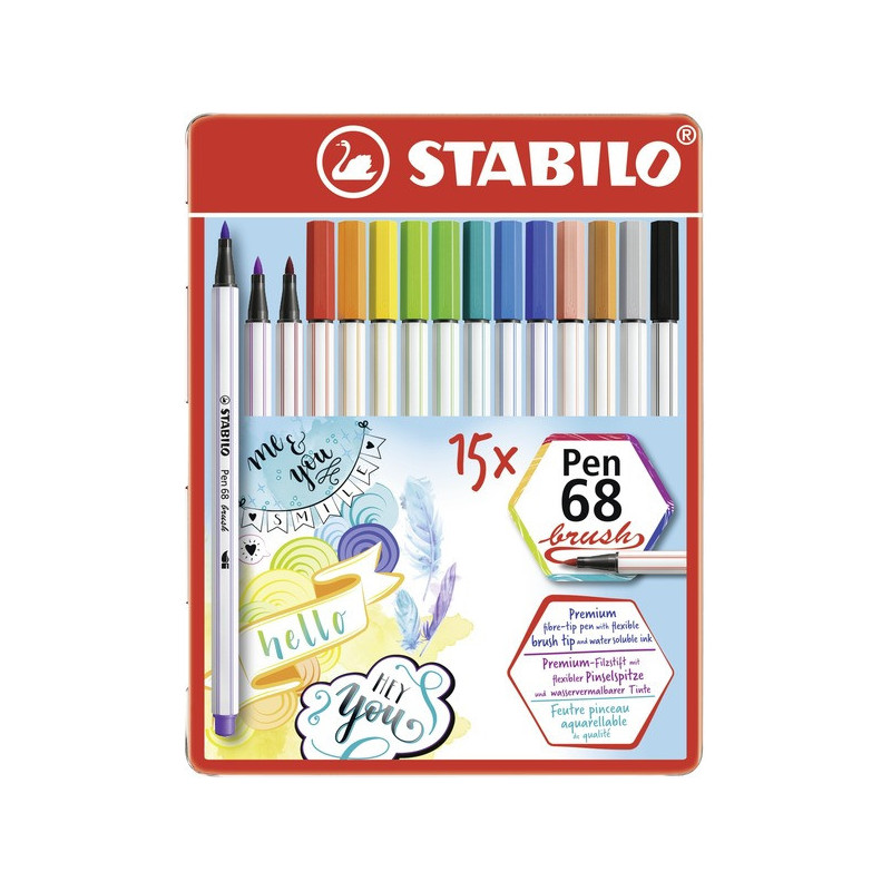 metallo 15 pennarelli PEN 68 Brush Stabilo