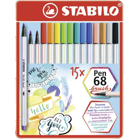 metallo 15 pennarelli PEN 68 Brush Stabilo