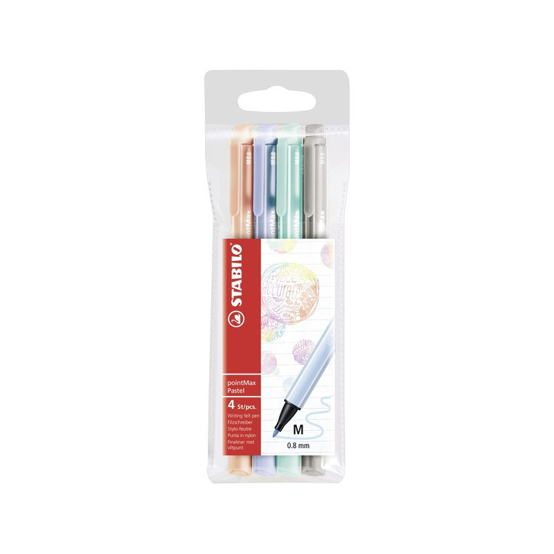 Astuccio 4 pennarelli Point Max punta 0,8mm colori Pastel Stabilo