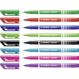 ASTUCCIO 8 FINELINER STABILO SENSOR PUNTA 0.3MM COLORI ASSORTITI