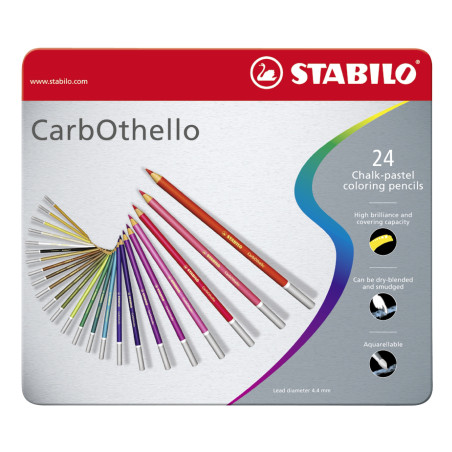 Astuccio metallo 24 CarbOthello colori assortiti Stabilo