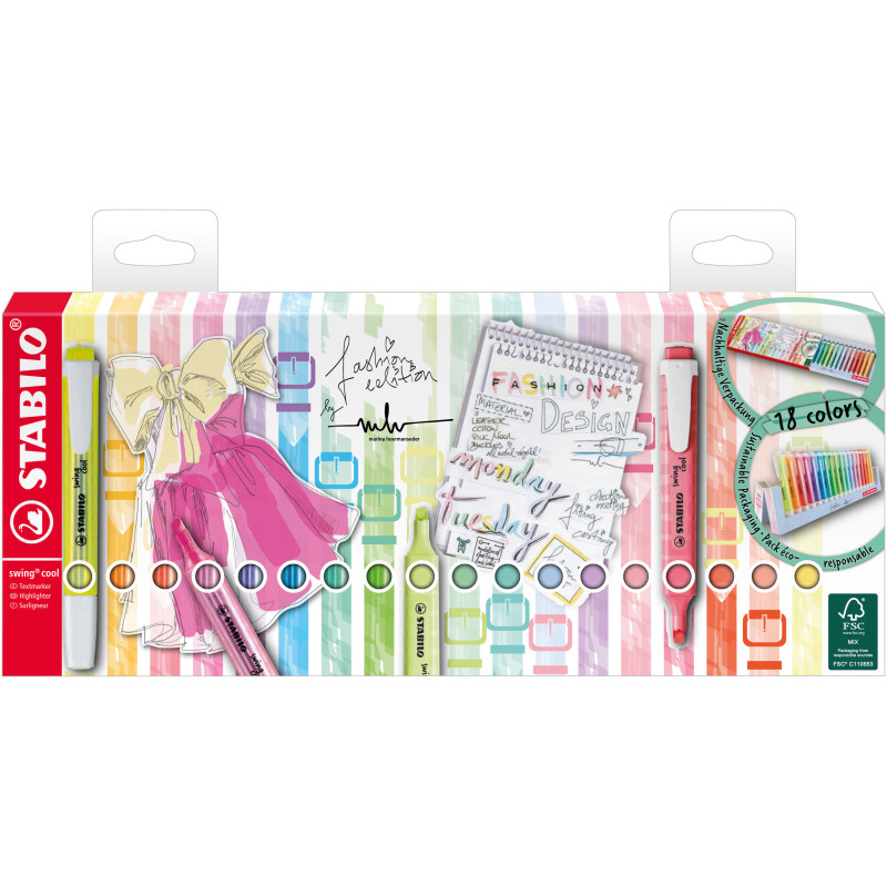 Deskset 18 evidenziatori Swing Cool colori ass. 275 18-01-5 Stabilo