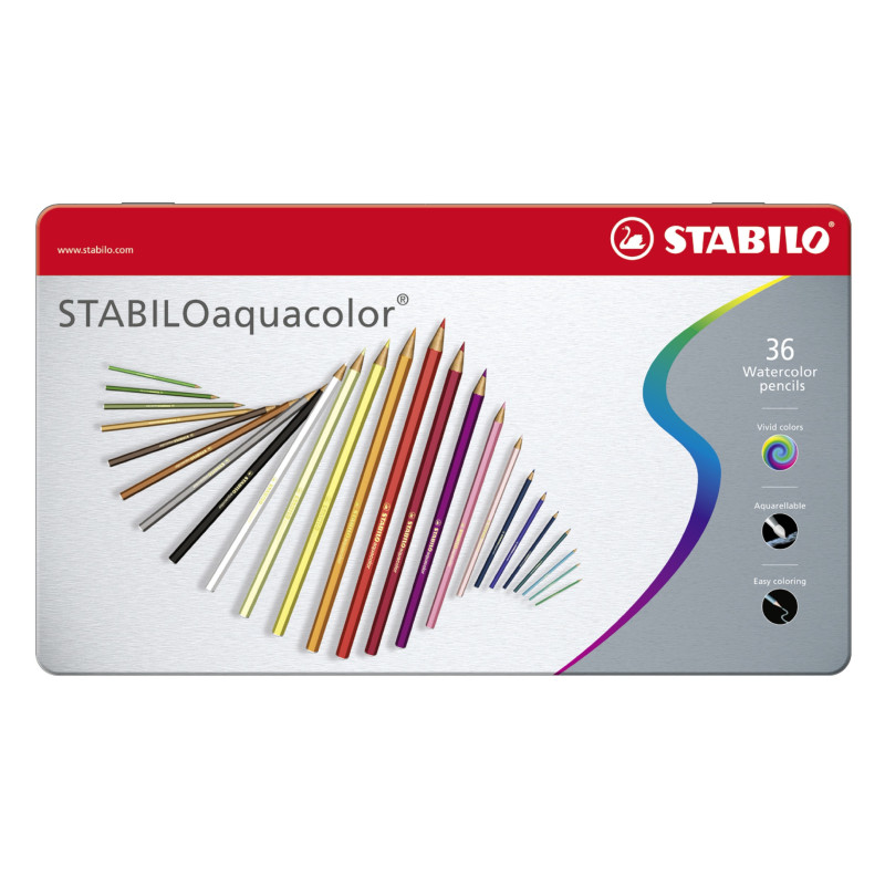 Astuccio metallo 36 pastelli Stabilo AQUACOLOR 1636